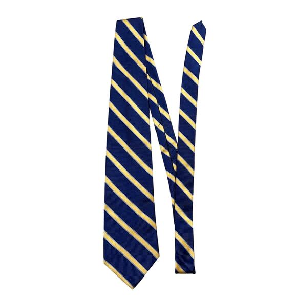 Brooks Brothers Makers Silk Blue Gold Striped Neck Tie - Picture 1 of 7
